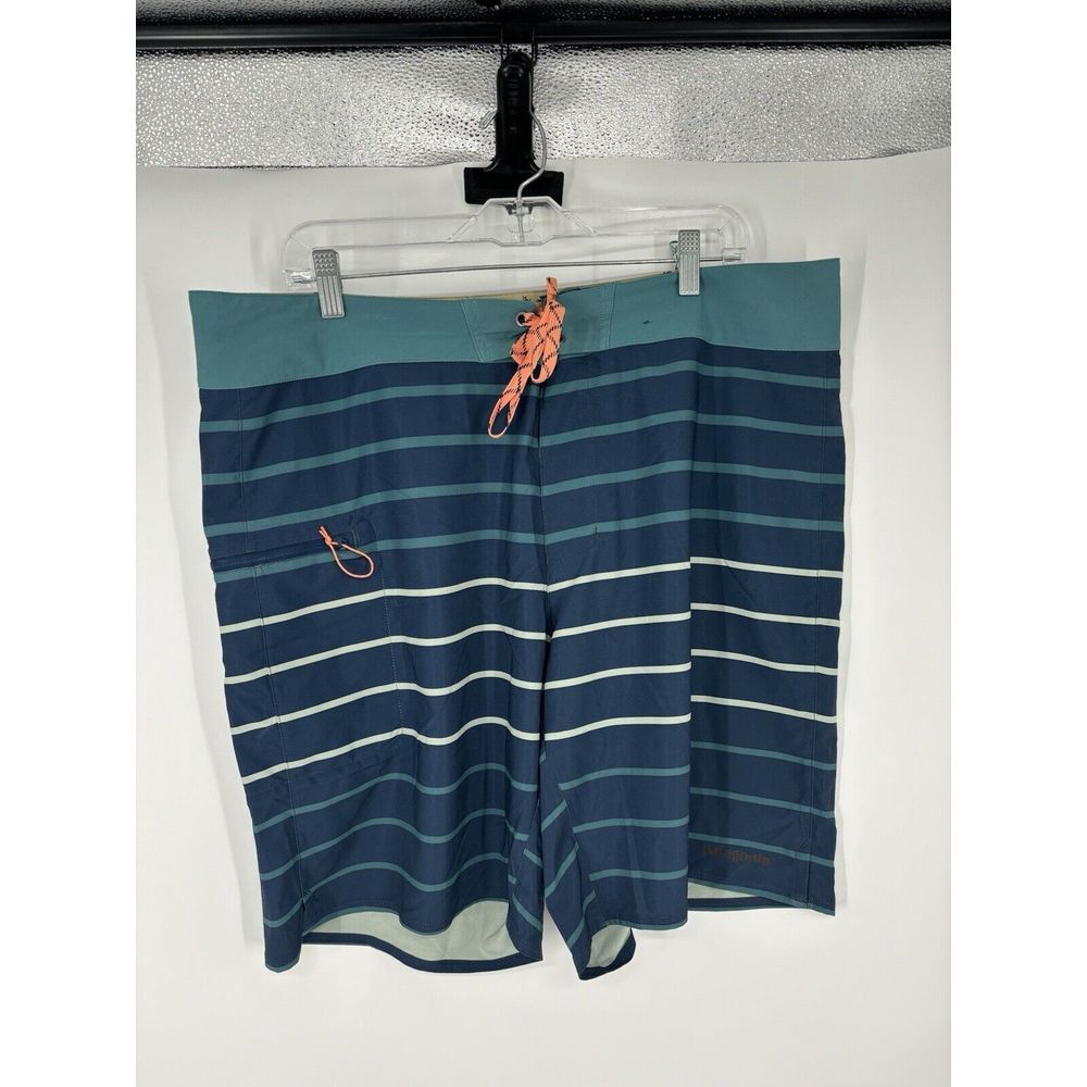 Patagonia Stretch Planing Board Shorts‎ Zip Pocket Drawstring Striped 9" Inseam